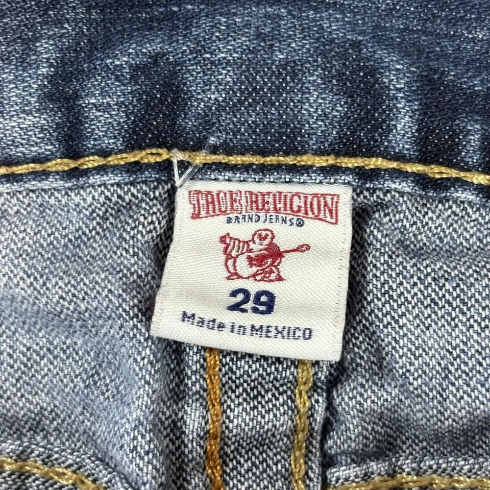 True Religion Lost Lagoon Jeans Mens 29 Blue Slim Flap Medium Wash Pockets